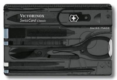 Швейцарская карта Victorinox SwissCard Classic (0.7133.T3) черный полупрозрачный коробка подарочная Швейцарская карта Victorinox SwissCard Classic (0.7133.T3) черный полупрозрачный коробка подарочная
