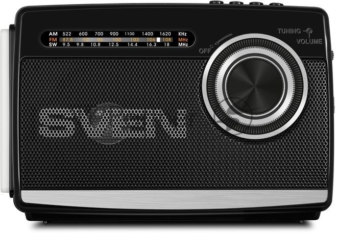 Радиоприёмник SVEN SRP-535 чёрный (3 Вт, FM/AM/SW, USB, SD/microSD, 900 мАч, 2 х D/UM, фонарь)