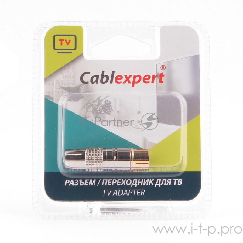Разъем Cablexpert TVPL-06, TV (мама) позолоченный, латунь OD8.5, блистер