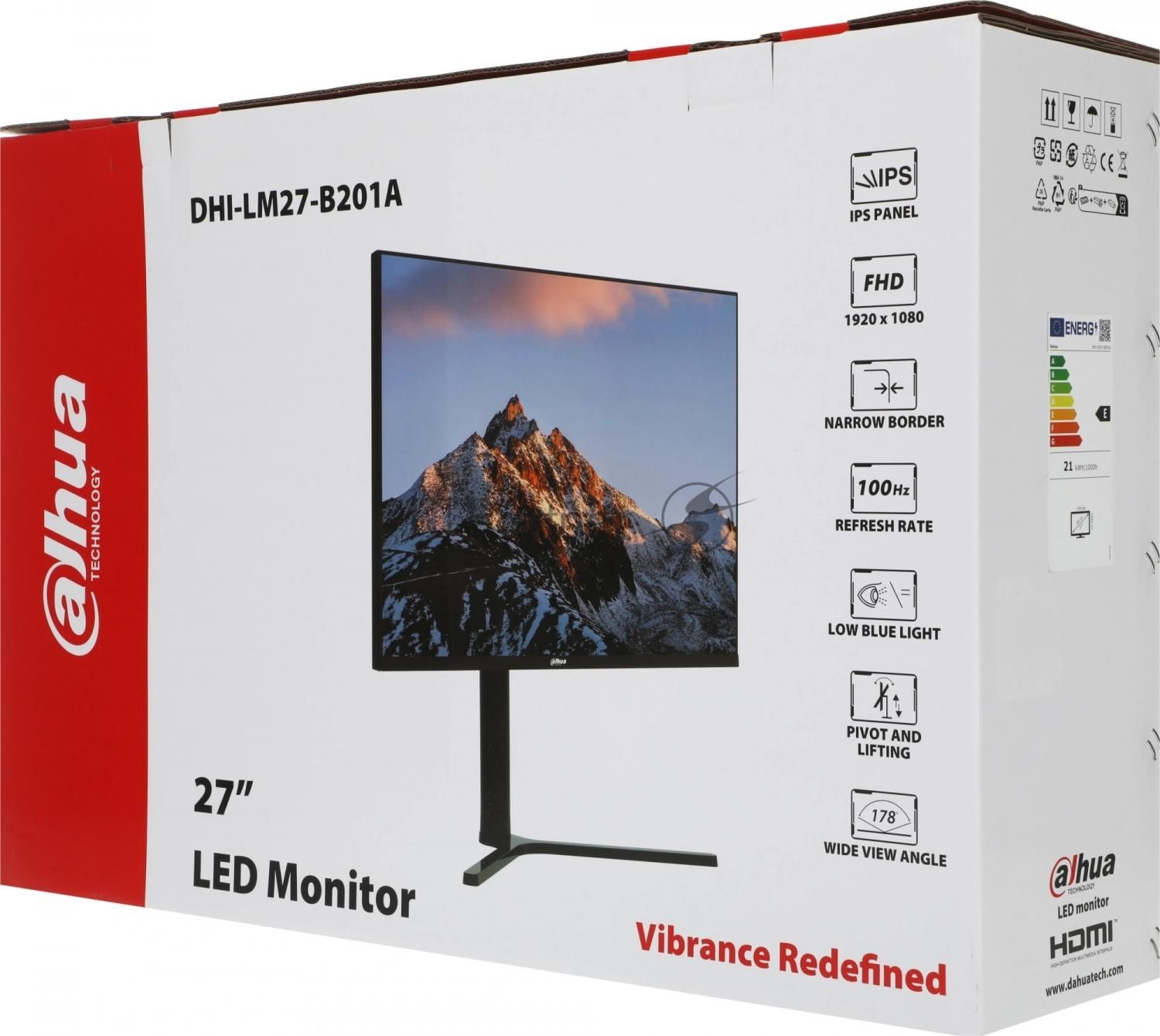 Монитор Dahua 27" DHI-LM27-B201AYS черный IPS LED 5ms 16:9 HDMI M/M матовая 1000:1 250cd 178гр/178гр 1920x1080 100Hz VGA FHD 3.84кг