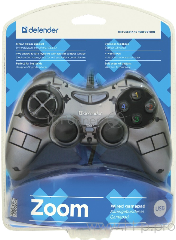Геймпад Defender Zoom USB Xinput, 10 кнопок, 2 стика