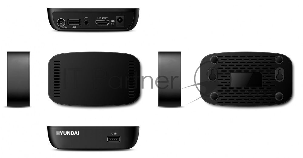 Приставка для цифрового ТВ Hyundai H-DVB460 черный, DVB-T2, DVB-T, DVB-C, HDMI, USB 2.0 х2