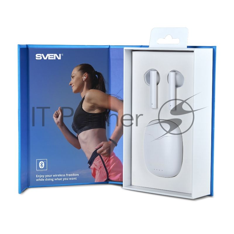 Наушники TWS SVEN E-727BT белый, вкладыши, Bluetooth, сенсорное управление, до 24 ч