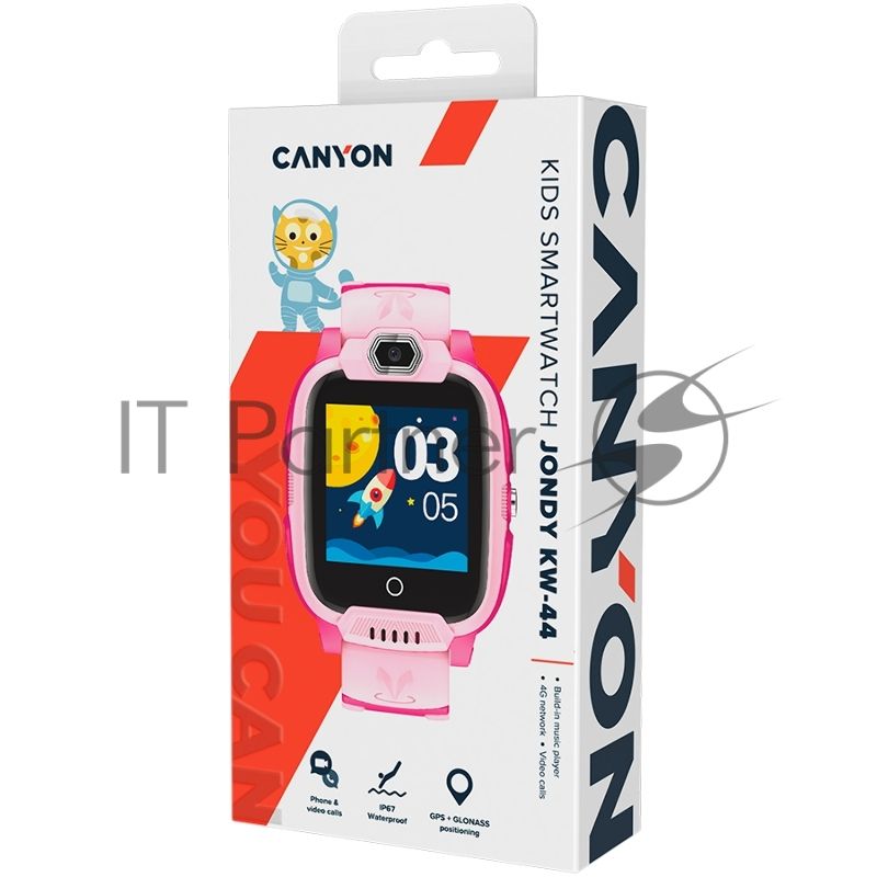 Смарт-часы CANYON Jondy KW-44, 1.44''IPS 240*240, ASR3603S, Nano SIM, 192+128MB+512MB TF Card розовый
