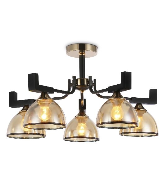 Светильник Ambrella light TR9099/5 BK/GD/TI черный/золото/янтарь E27*5 max 40W D600*316