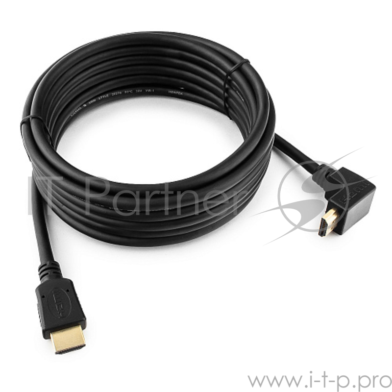 Кабель Cablexpert HDMI CC-HDMI490-15, 19M/19M, v2.0, медь, позол.разъемы, экран, угловой, 4.5м, черный, пакет