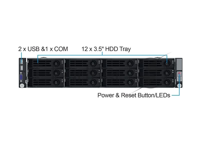 Серверный корпус Ablecom 2U CS-R29-04P E-ATX, ATX, Micro-ATX, Mini-ITX MBs; 12 x 3.5'' hs + 2 x 2.5'' hs rear; 800 Wt CRPS(1+1); no rails