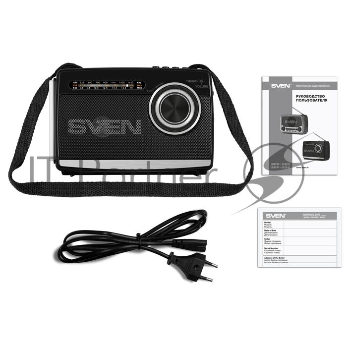 Радиоприёмник SVEN SRP-535 чёрный (3 Вт, FM/AM/SW, USB, SD/microSD, 900 мАч, 2 х D/UM, фонарь)