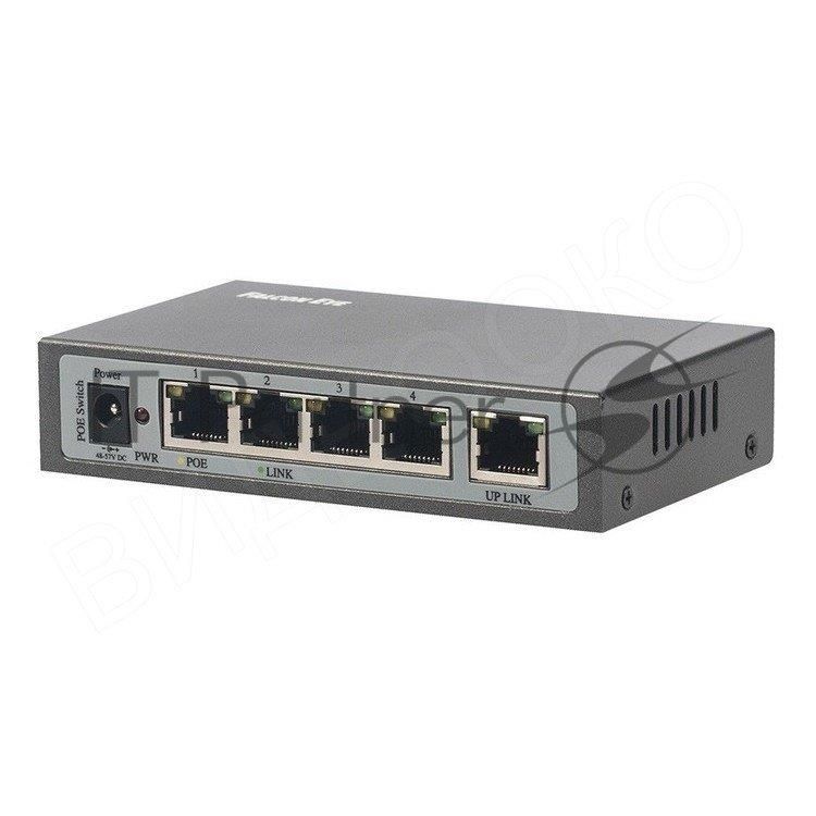Коммутатор Falcon Eye FE-104POE-S, 4×100 Мбит/с PoE + 1×100 Мбит/с Uplink, неуправляемый