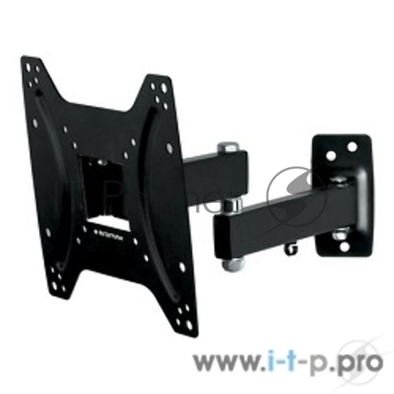 Крепеж Kromax OPTIMA-204 черный Кронштейн для LED/LCD телевизоров 15"-42", max 25 кг, настенный, 3 ст свободы, наклон +5°-12°, поворот ±90°, от стены 68.5-322 мм, max VESA 200x200 мм