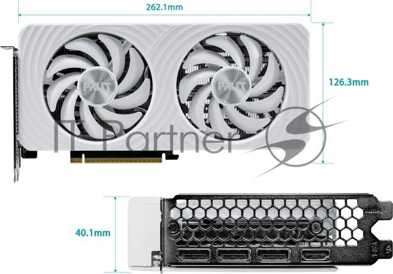 Видеокарта Palit GeForce RTX 5060 Ti WHITE OC, 16 GB GDDR7, 128 bit, 3xDisplayPort, HDMI, GPU 2407 MHz