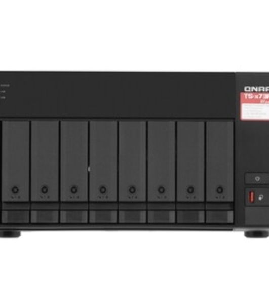 Сетевое хранилище без дисков SMB QNAP TS-873A-8G NAS, 8 trays 3,5"/2,5", 2x2,5 GbE BASE-T, 2 x M.2 NVMe 2280 slots, quad-core AMD Ryzen V1500B 2,2 GHz, 8 Gb SO-DIMM DDR4 (1 x 8 Gb) up to 64Gb (2x32 Gb)