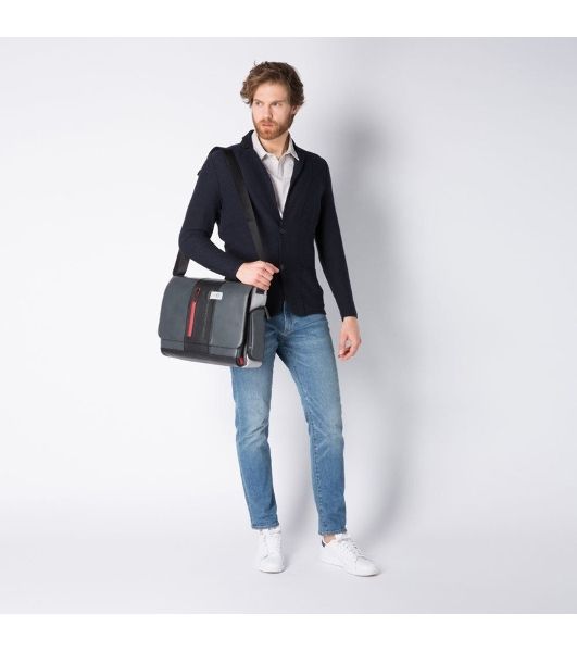 Сумка мужская Piquadro Urban CA1592UB00/GRN серый/черный натур.кожа