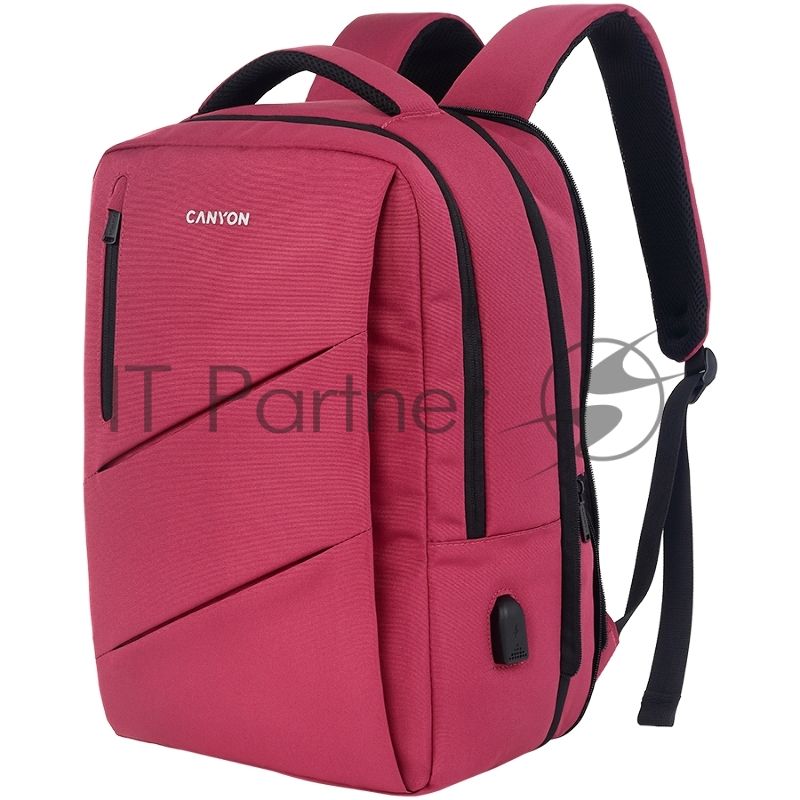Рюкзак CANYON BPE-5, Laptop backpack for 15.6 inch, Product spec/size(mm): 400MM x300MM x 120MM(+60MM), Red, EXTERIOR materials:100% Polyester, Inner materials:100% Polyestermax weight (KGS): 12kgs