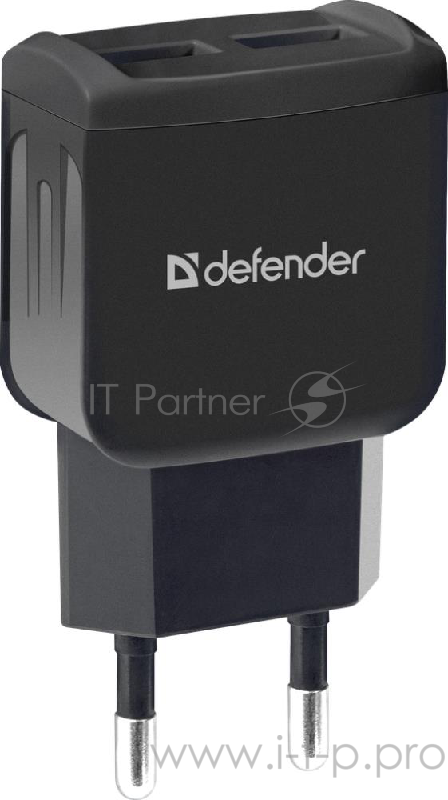 Сетевой адаптер Defender 2xUSB, 5V/2.1А, черный, пакет (EPA-13)