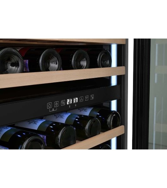 Винный шкаф встраиваемый ZÜGEL ZCWI570DB черный, 145 л, 2 отсека, 57 бут.