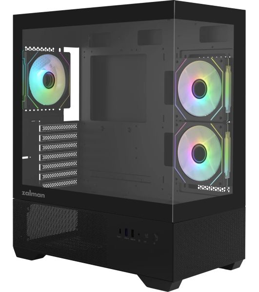 Компьютерный корпус ZALMAN CHRONIX V2, ATX, BLACK, WINDOW, 1xCombo (3.5’’ or 2.5’’), 1x3.5’’HDD, 2x2.5’’SSD, 1xUSB2.0, 1xUSB3.0, 1xUSB Type-C, SIDE 2x120мм ARGB, REAR 1x120мм ARGB