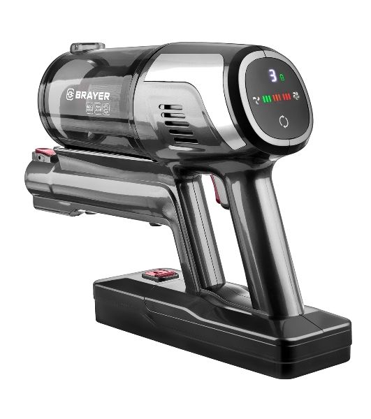 Пылесос вертикальный BRAYER BR4265 серый, питание от аккумулятора, 320 Вт, уборка сухая, пылесборник 0.5 л