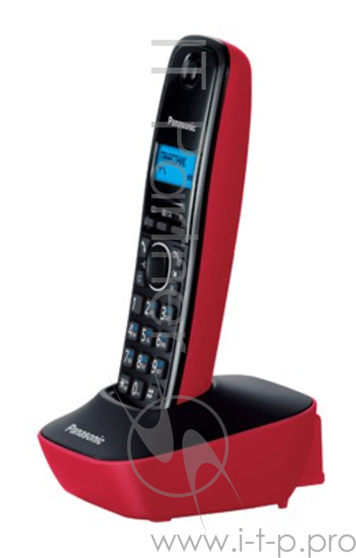 Телефон беспроводной (DECT) Panasonic KX-TG1611RUR (красный) АОН, Caller ID,12 мелодий звонка,подсветка дисплея,поиск трубки