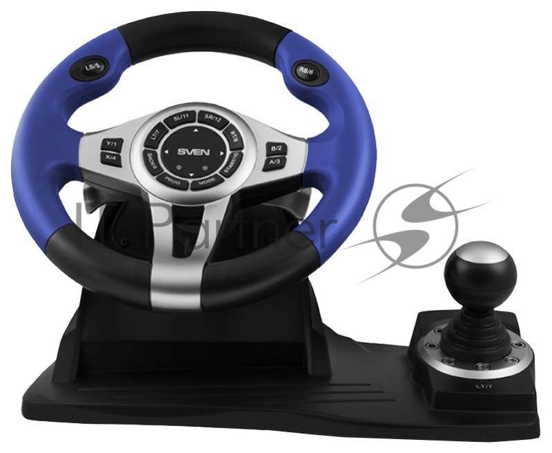 Руль черный Sven GC-W600 (виброотдача, педали, джойстик, 12 кн., USB)