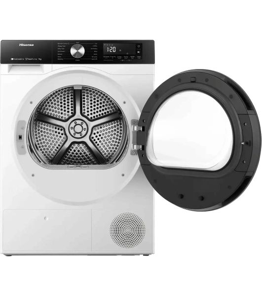 Сушильная машина Hisense DH3S702UWDE белый, 7 кг, сушка - конденсационная, программ - 16, 59.5 x 84.5 x 54 см