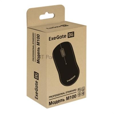 Мышь ExeGate Professional Standard M100 (USB, оптическая, 1200dpi, 3D, 3 кнопки (включая колесо прокрутки), длина кабеля 1,8м, черная, подсветка, RTL)