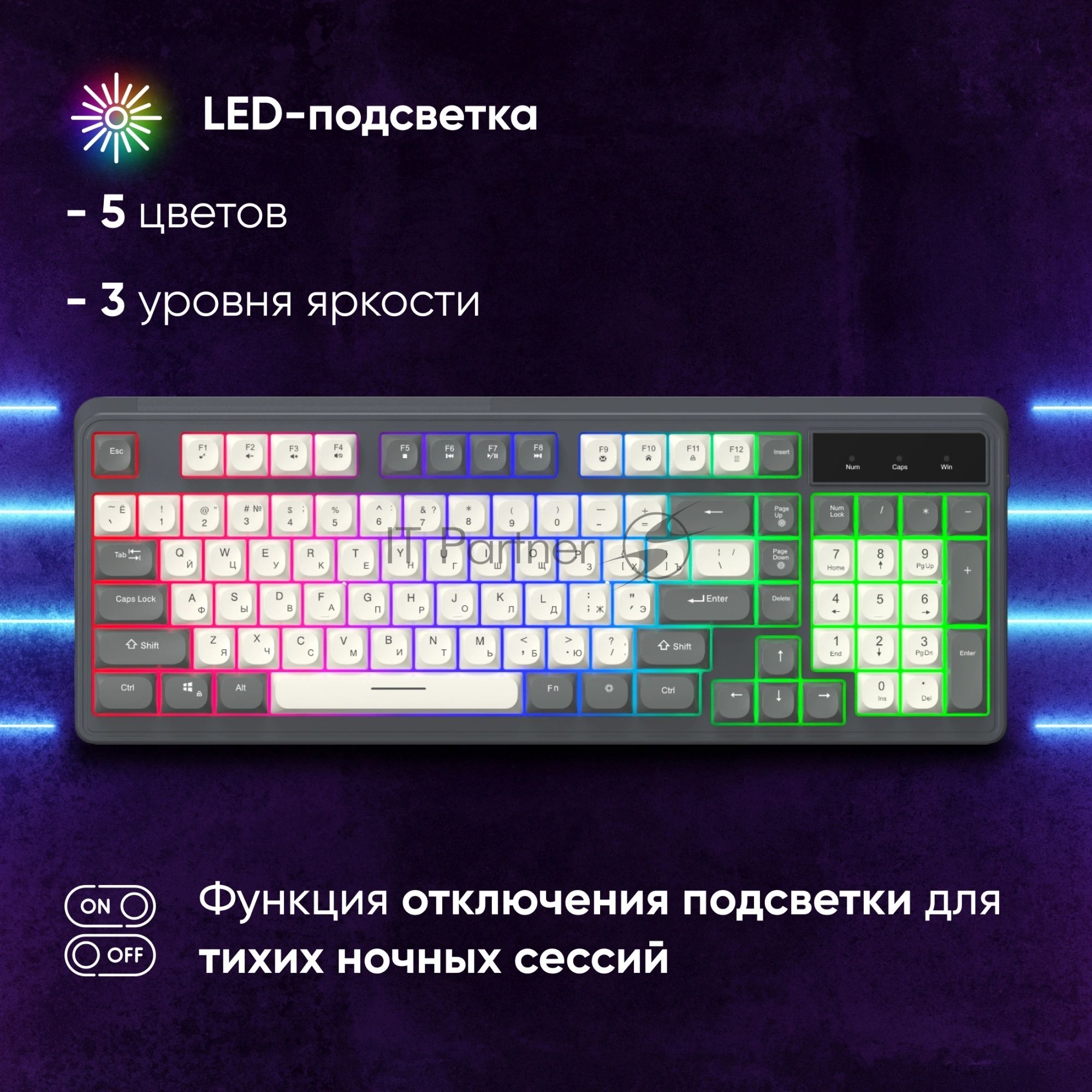 Клавиатура Oklick 731G проводная, USB Type-A, серый/белый