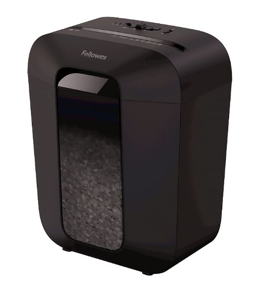 Шредер Fellowes PowerShred LX41 черный (секр.P-4)/перекрестный/8лист./17лтр./скрепки/скобы/пл.карты