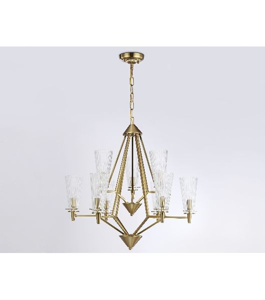 Светильник Ambrella light TR3233/6+3 BS/FR латунь/белый матовый E14*9 max 40W D730*720