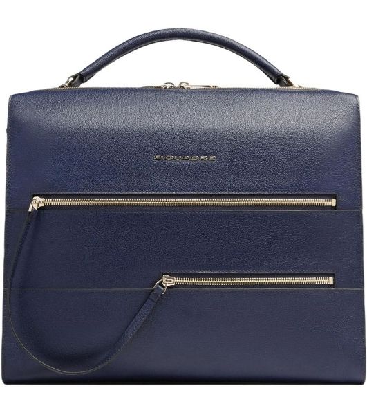Деловая сумка женская Piquadro Patricia CA4098W140/BLU с отделением для ноутбука 14" синяя натур.кожа