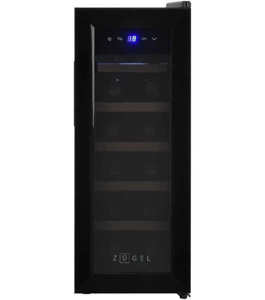 Винный шкаф ZÜGEL ZTWF122B черный, 32 л, 1 отсек, 12 бут.