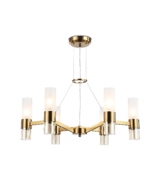 Люстра Ambrella light LH55114/6 BS/FR/TI латунь/белый матовый/янтарь E14*6 max 40W D650*1080