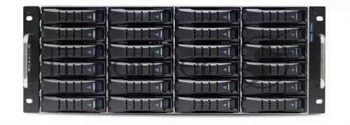 Серверный корпус RSC-4ET, 4U, 24xSATA/SAS HS 3,5/2,5" universal bay, 2* 7mm 2.5" rear HS bay , up to 12"(W) x 13"(D) E-ATX, 12G 24-port EOB BP with 3xSFF-8643, 1200W 1+1 80+ Platinum, 28" slide rail, w/o CPU heatsink, w/o bezel