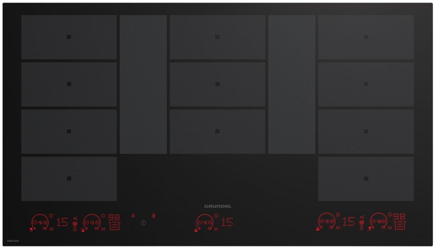Индукционная варочная поверхность Grundig GIEI938980I, 13 конфорок, с зоной расширения, стеклокерамика, 7400 Вт