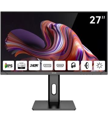 Монитор 27" Aiwa MD2711 IPS 1920x1080, 240 Гц, 1 мс, 16:9, 300 кд/м², 2xHDMI 2.0, 2xDP 1.2, 3.5 Jack, динамики (2x3 Вт), FreeSync, G-Sync, черный