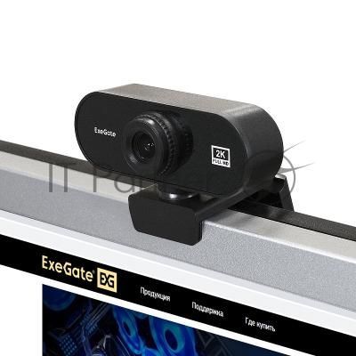 Веб-камера ExeGate Stream C940 2K (5Мп, 2560x1440, 30fps, поддержка H.264, ручной фокус, 4-линзовый объектив (стекло), микрофон с шумоподавлением, универсальное крепление, USB, кабель 1,5 м, Windows® 7/8/10/11, Mac OS 10.6 и выше, Chrome OS™, Android 5.0 