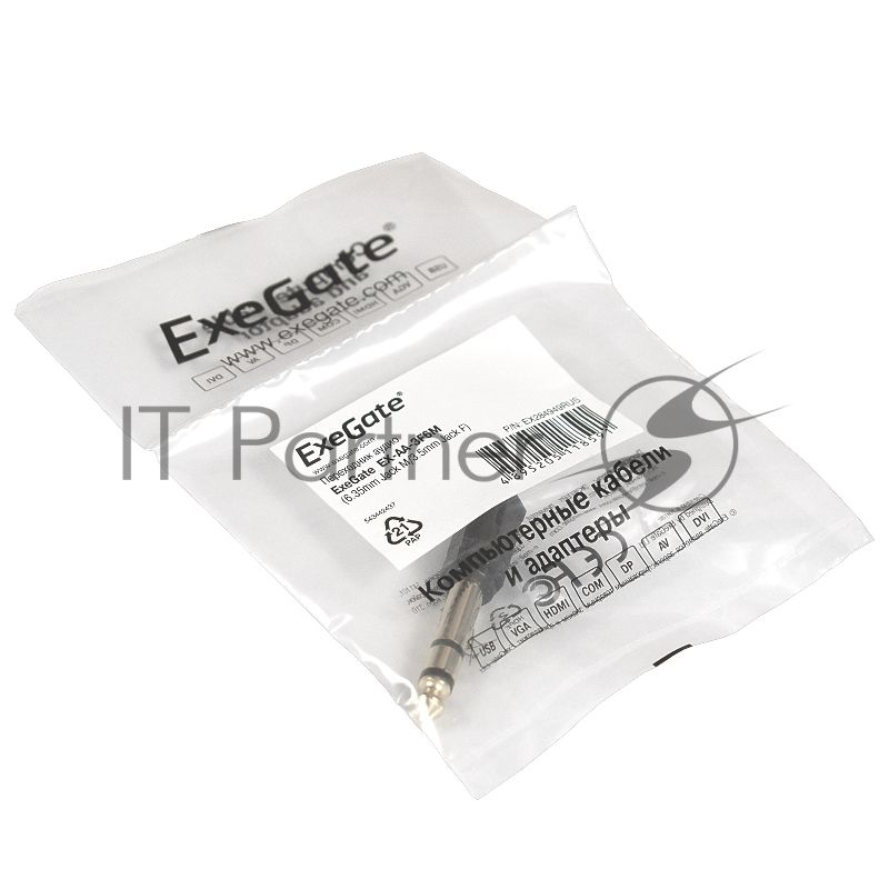 Переходник аудио Exegate EX284949RUS EX-AA-3F6M (6.35мм Jack M/3.5мм Jack F)