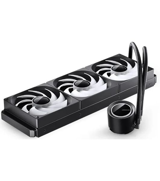 Система жидкостного охлаждения Jonsbo TG-420 ARGB Black, 420 мм, 3x140 мм, 800-1800 об/мин, 20.3-36.2 дБ, 4-pin PWM, 300 Вт, ARGB, черный