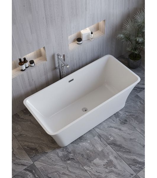 Ванна отдельностоящая акриловая BAU Pure 1600x750 белая, в комплекте со сливом-переливом