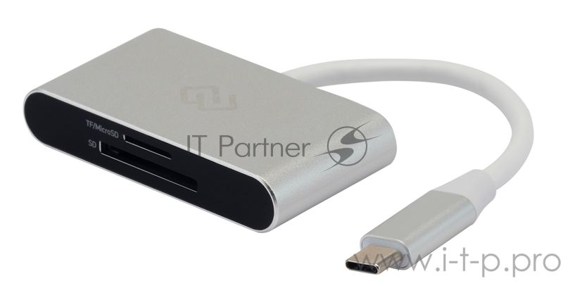 Кард-ридер Digma CR-С2501-S/серебристый/SD/TF/micro-SD/USB Type-C/алюминий