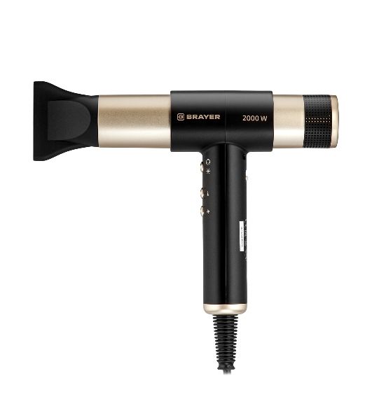Фен-мультистайлер BRAYER BR3308 черный/золотистый, 2000 Вт, 25/32 мм