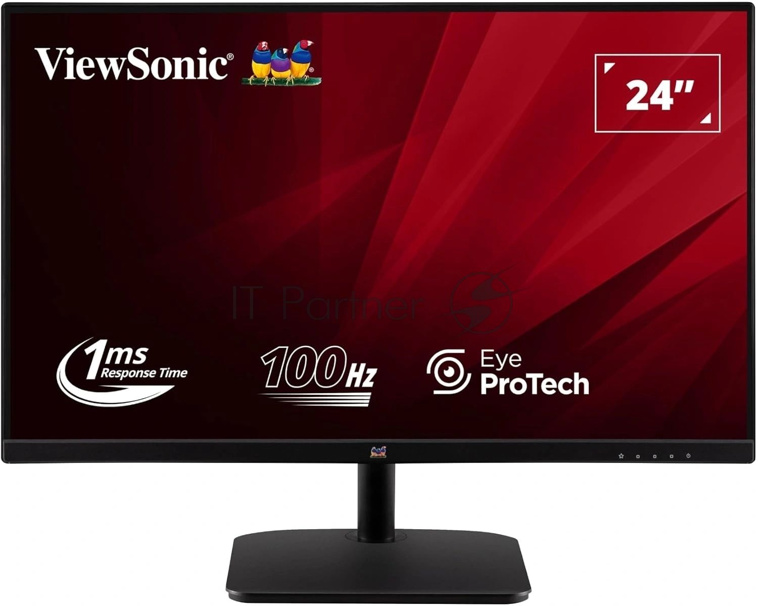 Монитор 23.8" ViewSonic VA2432-H-2 IPS 1920x1080, 75 Гц, 1 мс (MPRT), 16:9, 250 кд/м², VGA, HDMI 1.4, 3.5 Jack, HDR10, FreeSync, черный