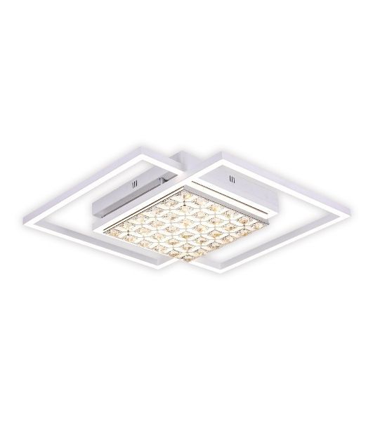 Управляемый светодиодный светильник с хрусталем Ambrella light FA112 WH белый 96W 850*660*110 (ПДУ РАДИО 2.4)