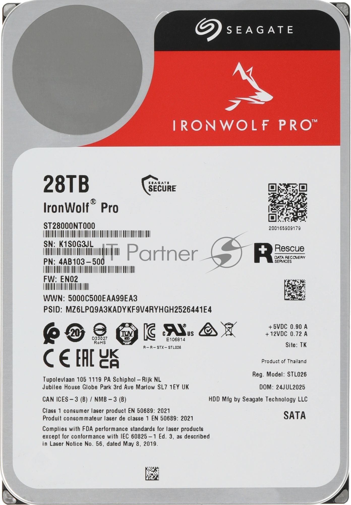 Жесткий диск HDD Seagate IronWolf Pro 28Tb 7200rpm SATA 512Mb 3.5"