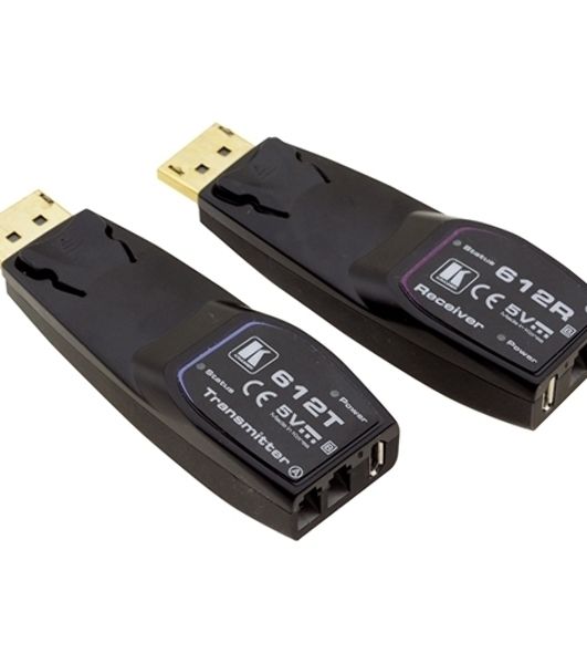 Передатчик и приемник сигнала DisplayPort Kramer Electronics 612R/T 1.2 по волоконно-оптическому кабелю; кабель 2LC, многомодовый ОМ3, до 100 м, поддержка 4К60 4:4:4
