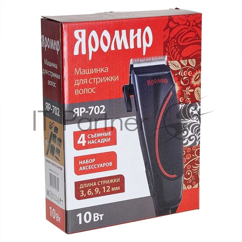 Машинка для стрижки волос ЯРОМИР ЯР-702 черный с красным