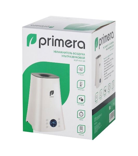 Увлажнитель воздуха Primera HUP-H3150 белый, 35 м², 5 л, ультразвуковой, производительность 300 мл/ч, гигростат, таймер, цифровой дисплей, 3 скорости, электронное управление