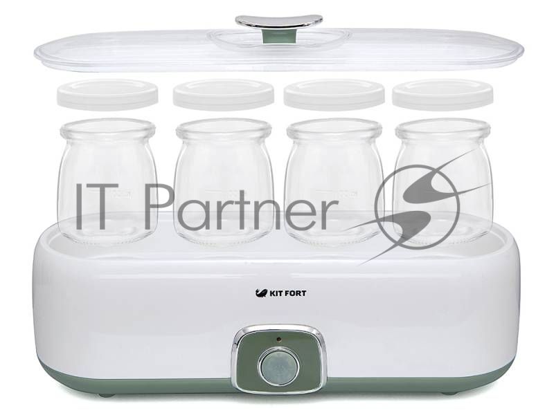 Йогуртница Kitfort KT-2006 20Вт 4б. 180 мл белый/зеленый
