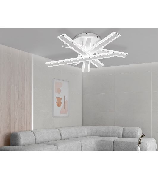 Настенно-потолочный светодиодный светильник FA8903 WH/CH белый/хром 132W 3000-6400K 620*590*150 (ПДУ РАДИО 2.4G)