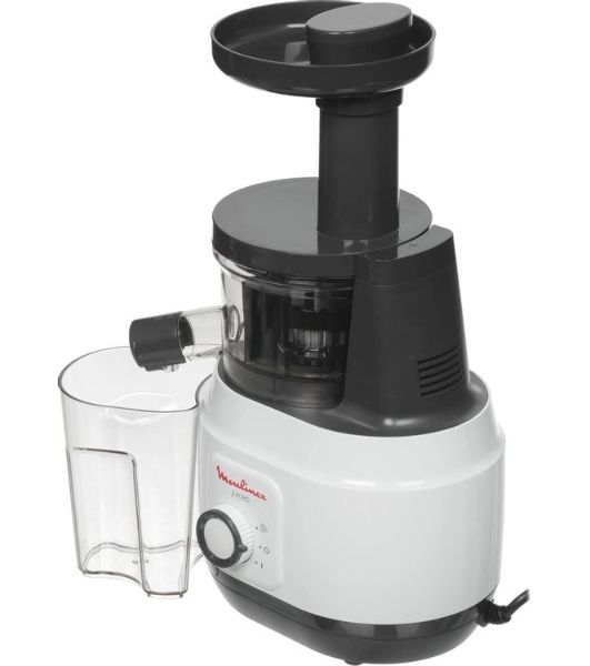 Соковыжималка Moulinex ZU150110 белый/черный, шнековая вертикальная, 150 Вт, 800 мл, электронное, реверс